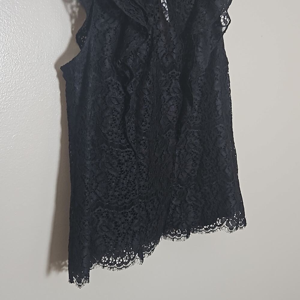 NWT H&M Black Lace Ruffled Flutter Sleeveless Top Sz 6 - Picture 4 of 10